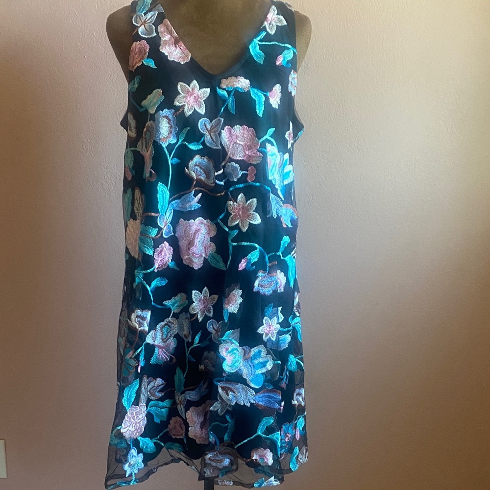 Beige by eci Black Floral Mini Dress